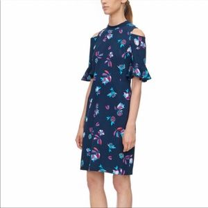 Rebecca Taylor Short Sleeve Bellflower Print Cold Shoulder Dress